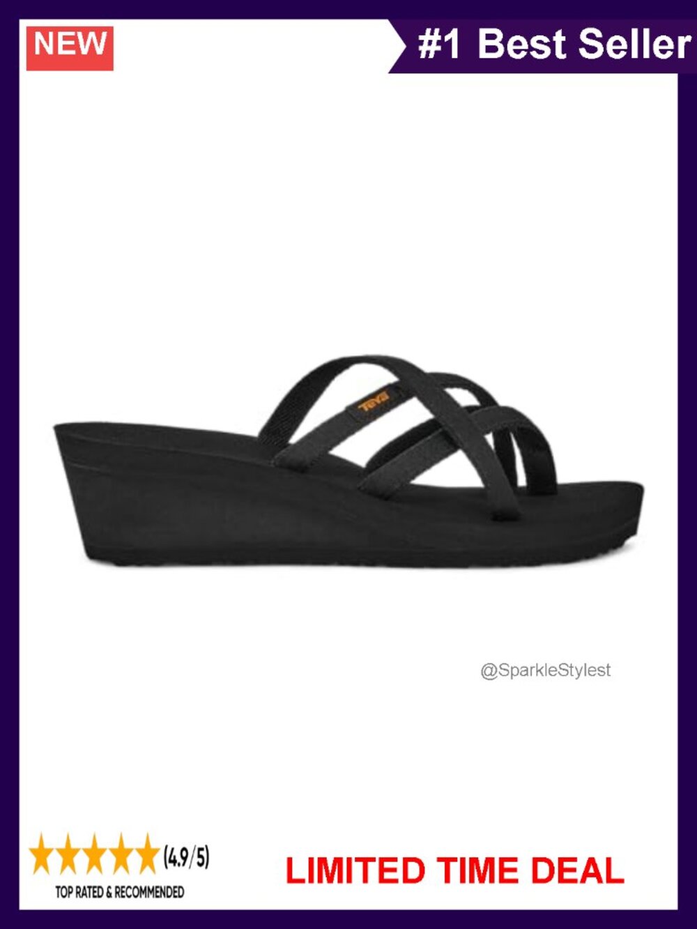 Platform Wedge Flip-Flop Sandal with Thong Strap and Slide Straps
